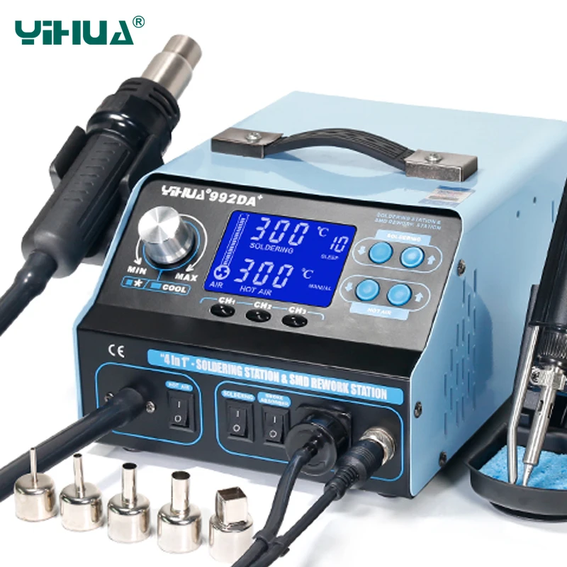 YIHUA 992DA + BGA паяльная станция ремонтная доска с горячего воздуха пистолет паяльник