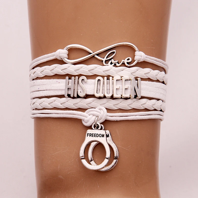 (10 шт./лот) браслет Бесконечность любовь его королева наручники и Браслеты