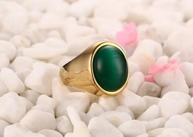 Для женщин Мода Золото Круглый ювелирные кольца с Опал Бусы Роскошные 316L Titanium