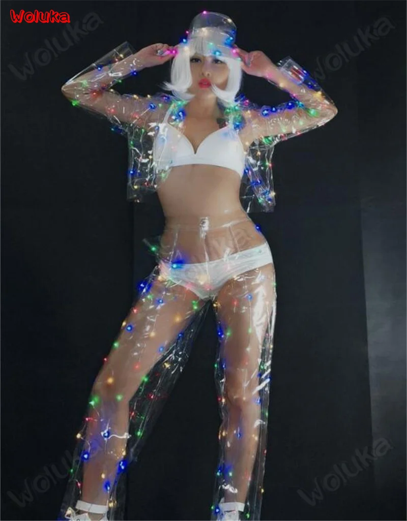 Светодиодный ослепительный прозрачный костюм с капюшоном для вечевечерние