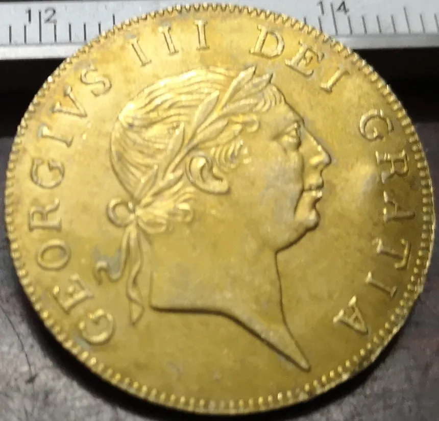 1813 Великобритания 1 Guinea Джордж III копия позолоченная монета|Безвалютные монеты| |