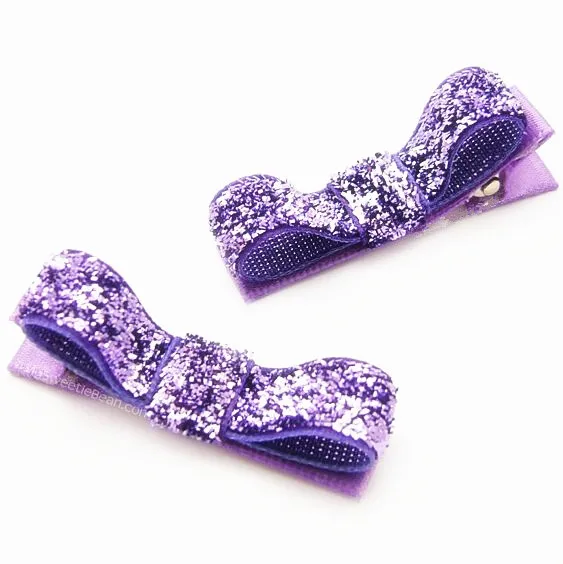 

200pcs Free Shipping Lavender glitter bows for girls. Girls hair clips