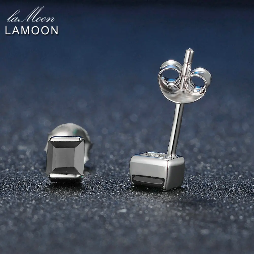 Ламон 4 мм 0 6x2 ct натуральный черный халцедон серебро 925 пробы простые серьги