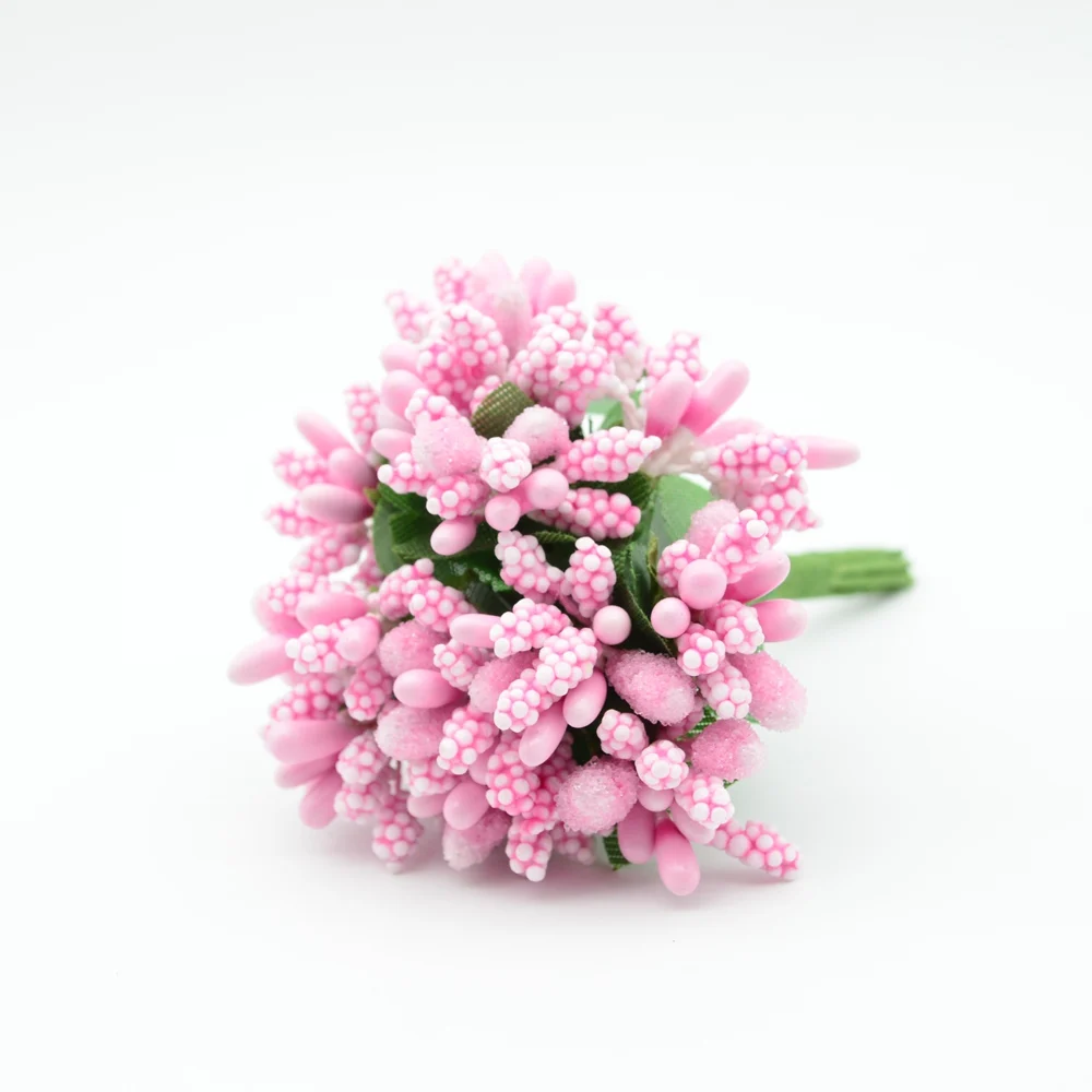 pink 12 шт. искусственная тычинка цветы дешевые поддельные пластиковые рождественские венки украшения аксессуары для дома свадьба diy подарки на год - Цвет: pink