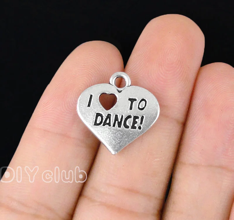 

50 шт., античное серебро, надпись «I Love To Dance», фотоальбом 18x18 мм