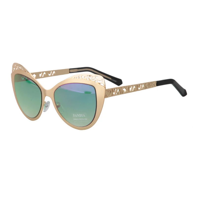 Women Sunglasses Fashion Cat Eye Retro Flash Mirror Lens Eyeglasses Metal Hollow Out Carving Frame Spectacle 6 colors UV400 L3 | Аксессуары