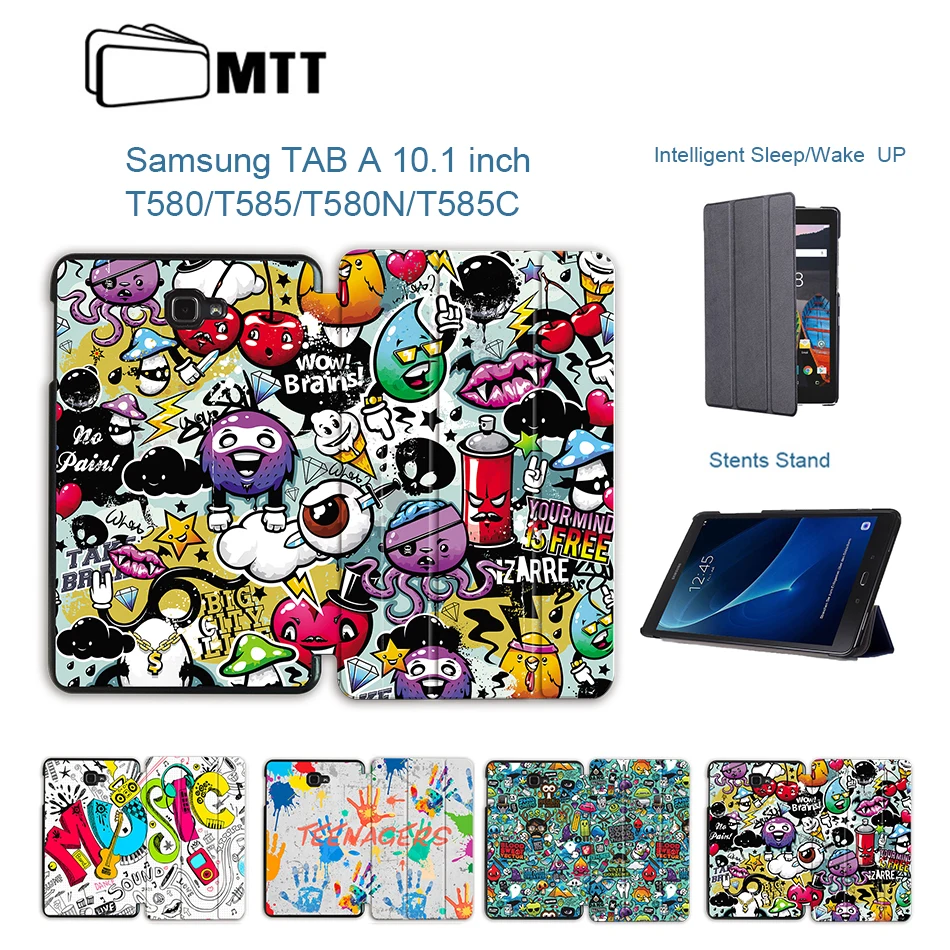MTT мультяшный чехол с граффити для samsung Galaxy Tab A A6, 10,1 дюймов, SM-T580, T585, тонкий откидной Чехол из искусственной кожи с подставкой, чехол для планшета