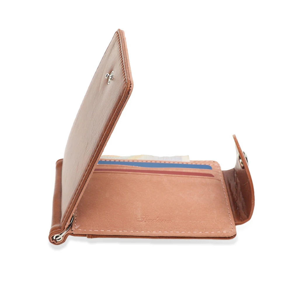 Men PU Leather Short Wallets Buckle Coin Bag Zipper Small ID Credit Money Purses Design Slim Purse Money Clip