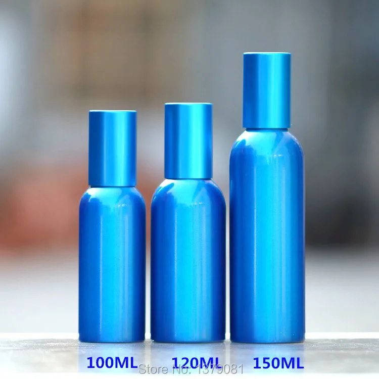 

25 шт., 100 мл, 120 мл, 150 мл, Высококачественная голубая алюминиевая бутылка с распылителем, пустой Elagant для самостоятельной сборки, алюминиевый ф...