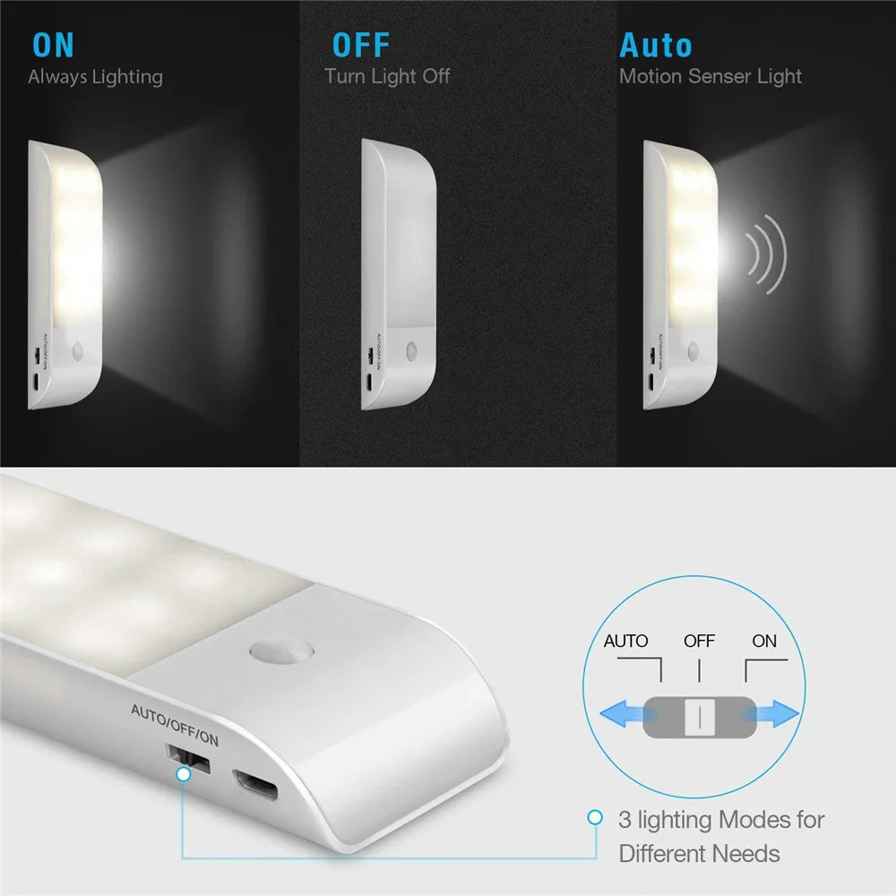 Дешево Инфракрасный датчик движения ночник UNIBROTHER USB перезарядка 12LED ультра-тонкий индукционный корпус человека коридор шкаф лампа для платяного ш...