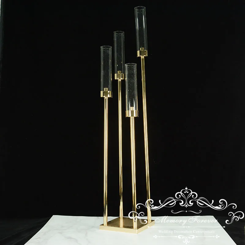 Металлический высокий подсвечник канделябры с 4 головками украшение для