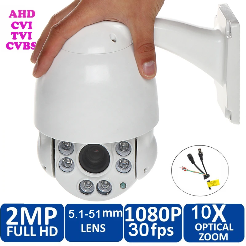 

4-in-1 AHD/TVI/CVI/CVBS 4 inch HD 2MP 1080P 10x Optical Zoom AHD High Speed PTZ Dome Camera Video CCTV Surveillance Security