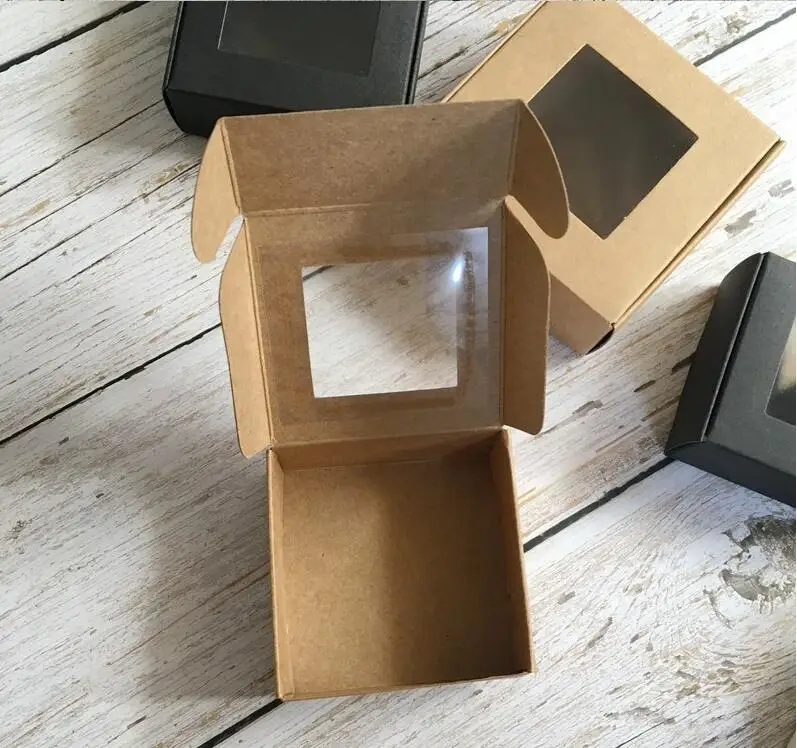 5pcs 8.5*8.5*3.5cm Kraft Window Box Soap Packaging Jewelry Craft for Wedding Party Small Cardboard Candy | Дом и сад