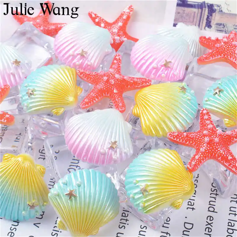 Julie Wang 10 шт. полимерный корпус из смешанного пластика морская звезда подвески