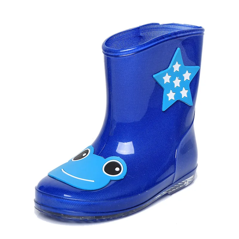 1Blue qingwa Брендовые Нескользящие резиновые сапоги для девочек с хлопковым бархатом; модный дизайн; детские резиновые сапоги с героями мультфильмов для мальчиков; сезон осень-зима; теплые резиновые сапоги - Цвет: 1Blue qingwa