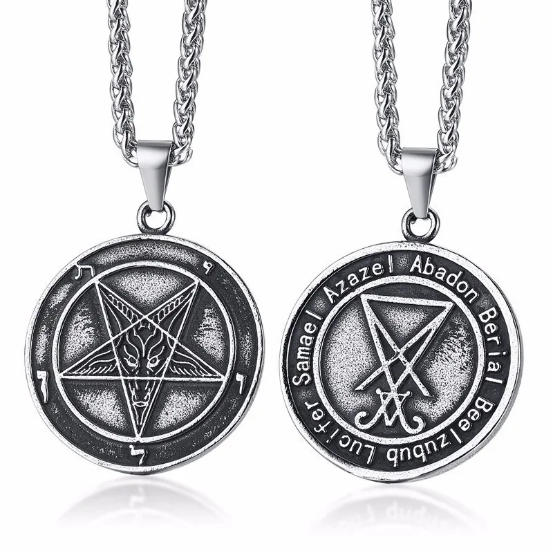 Vantage мужское ожерелье из нержавеющей стали Sigil Lucifer сатана подвеска сатанинская система эмблема Подвеска Амулет знак медальон