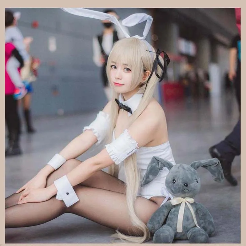 Женское платье с заячьими ушками Kasugano Sora белое кроличьими костюм для