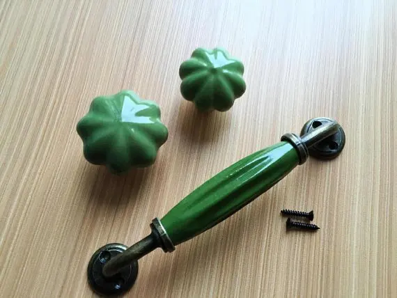 5 0 &quotзеленые керамические ручки для ящика и ручек уникальные дверные шкафа