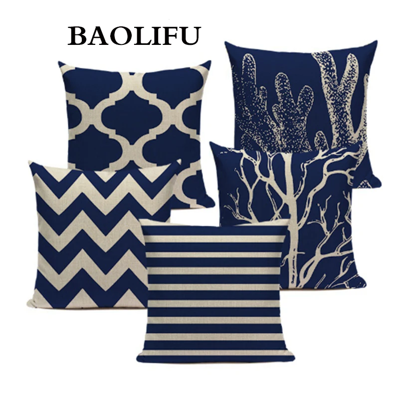 Морские кораллы морские звезды дерево на заказ Наволочка синяя серия