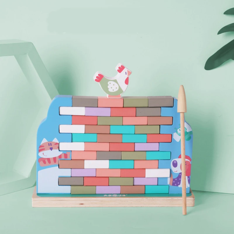 Красочные деревянные башни Блоки Игрушки Domino укладчик семейная настольная