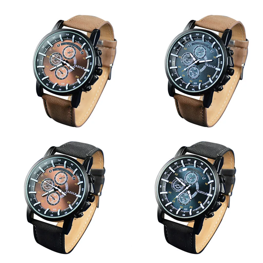 Luxury Brand Yazole Men Watches Men Sports Watches Leather Band Quartz Wristwatch Watches Mens erkek kol saat reloj hombre