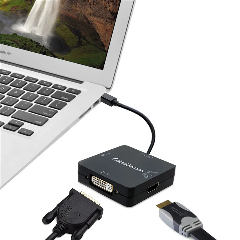 3в1 Mini DisplayPort DP v1.2 to HDMI 4K DVI VGA порт Thunderbolt совместимый кабель адаптер квадратный для