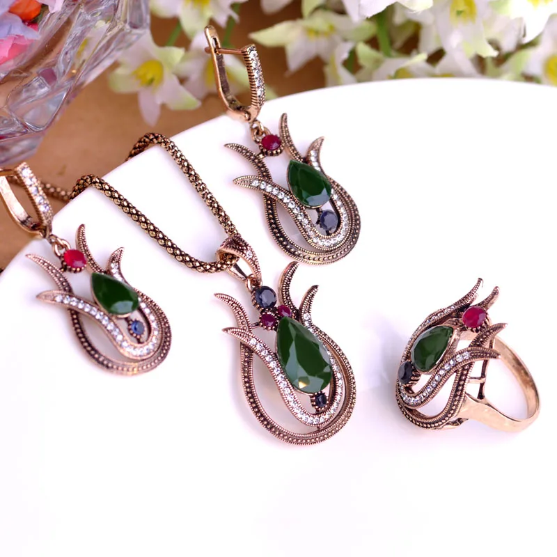 Винтажный комплект ювелирных изделий в турецком стиле из полимерных цветов и