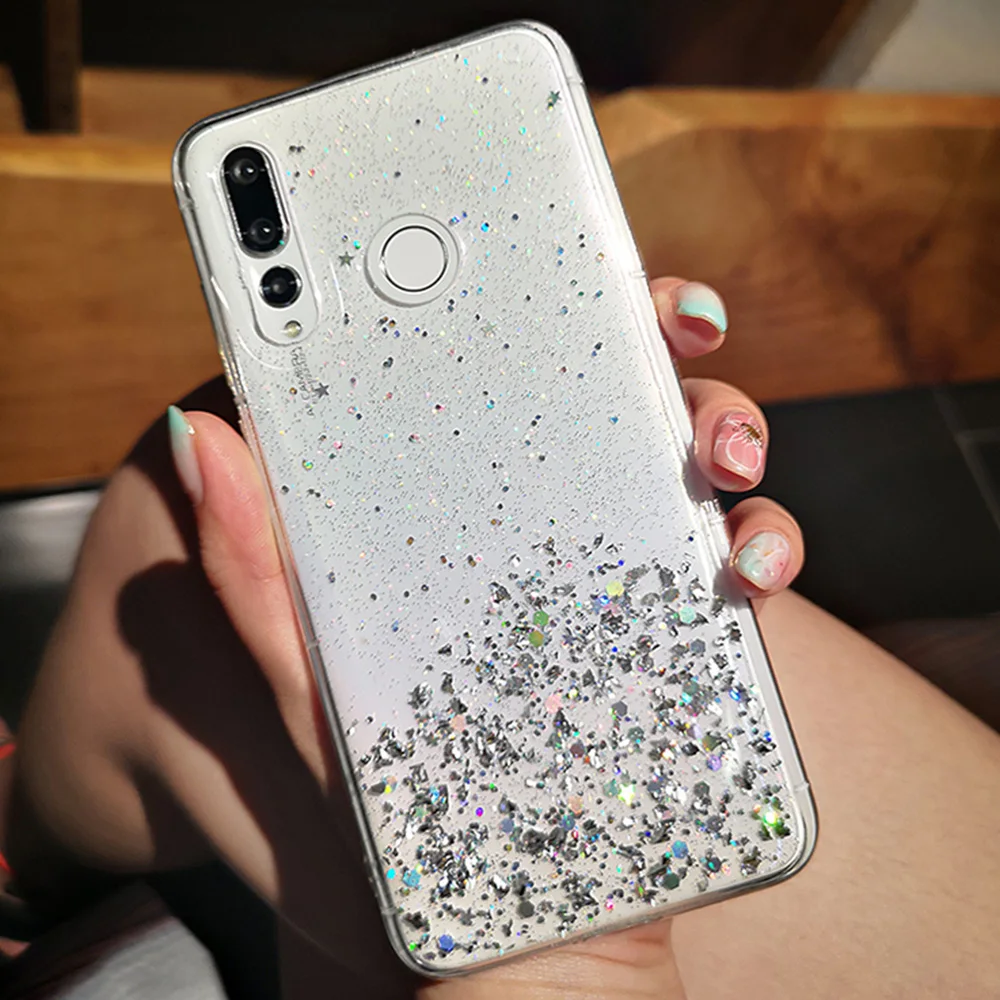 Прозрачный принципиально для huawei Honor 20 чехол силиконовый мягкий блеск TPU звезды