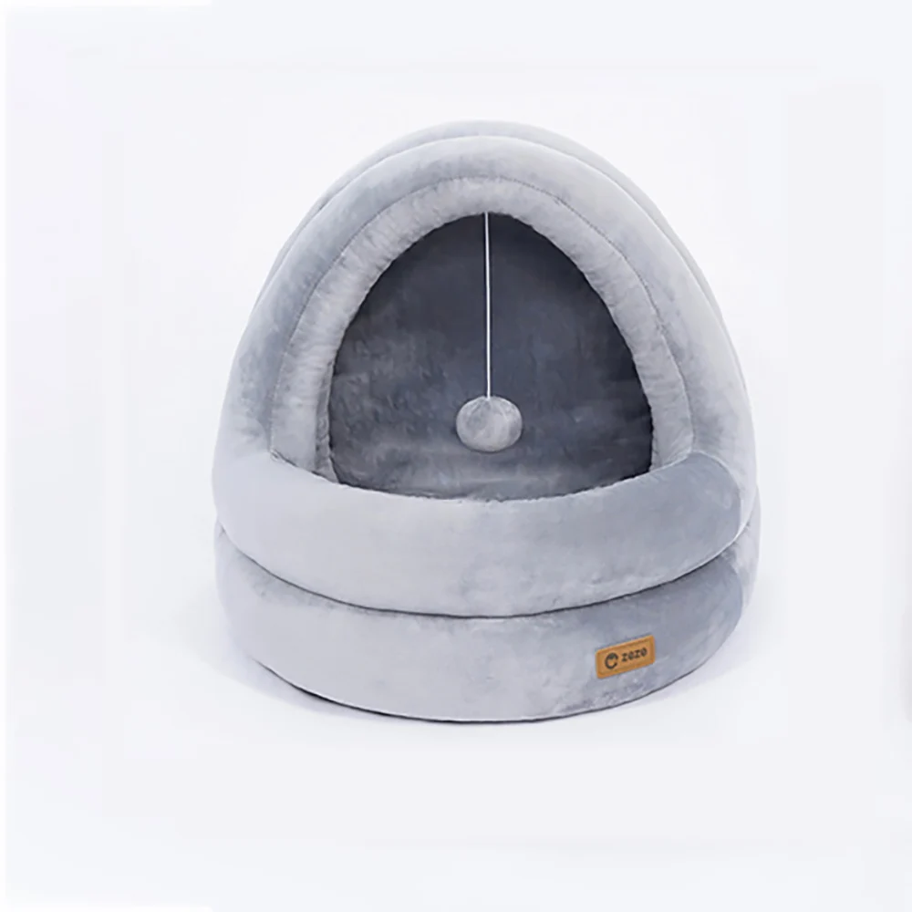 Warming Cat Cave Bed House Pet Sleeping Bag For Small Dog Cats Hamster Soft Removable Mat Nest Houses With a Playing Ball