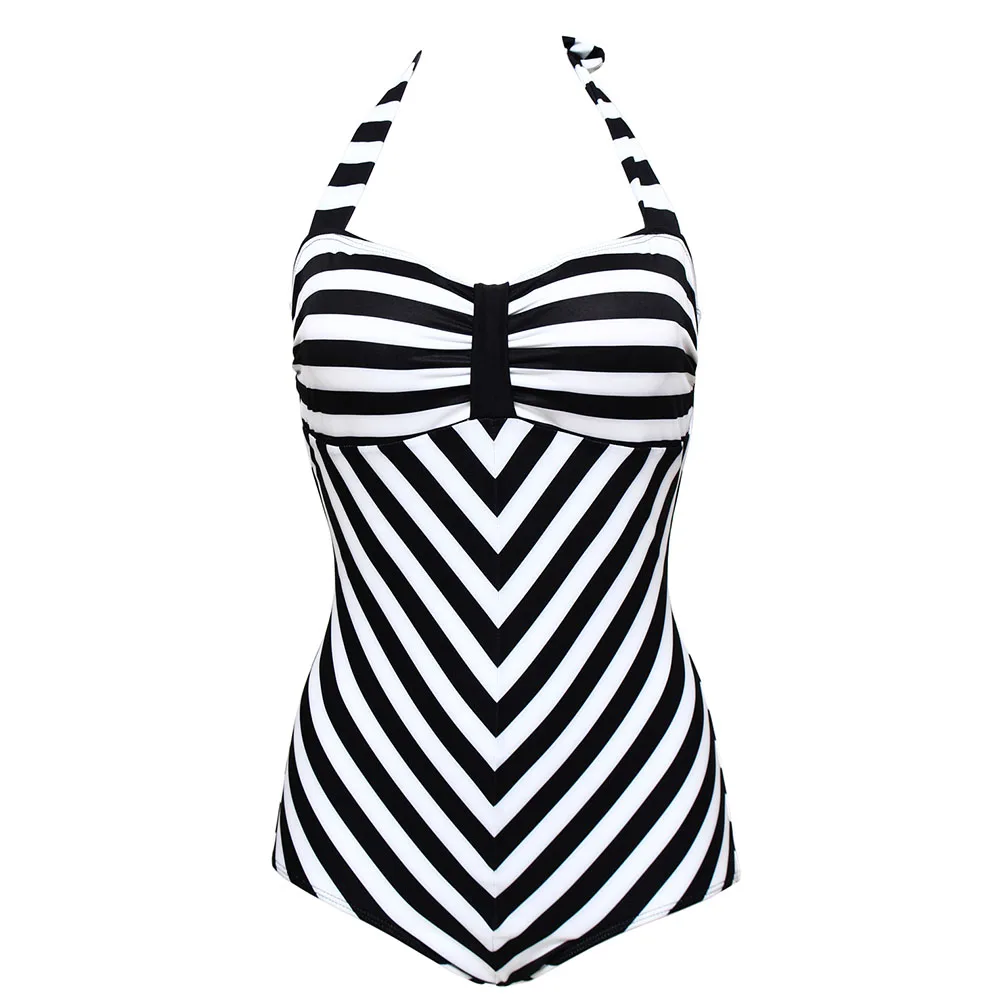 Female One Piece Stripe Swimsuit 2016 Women Bikini Sets Halter Strapless Bathing Suit Swimwear Plus Big Size 3XL Bodysuit GK026 | Спорт и