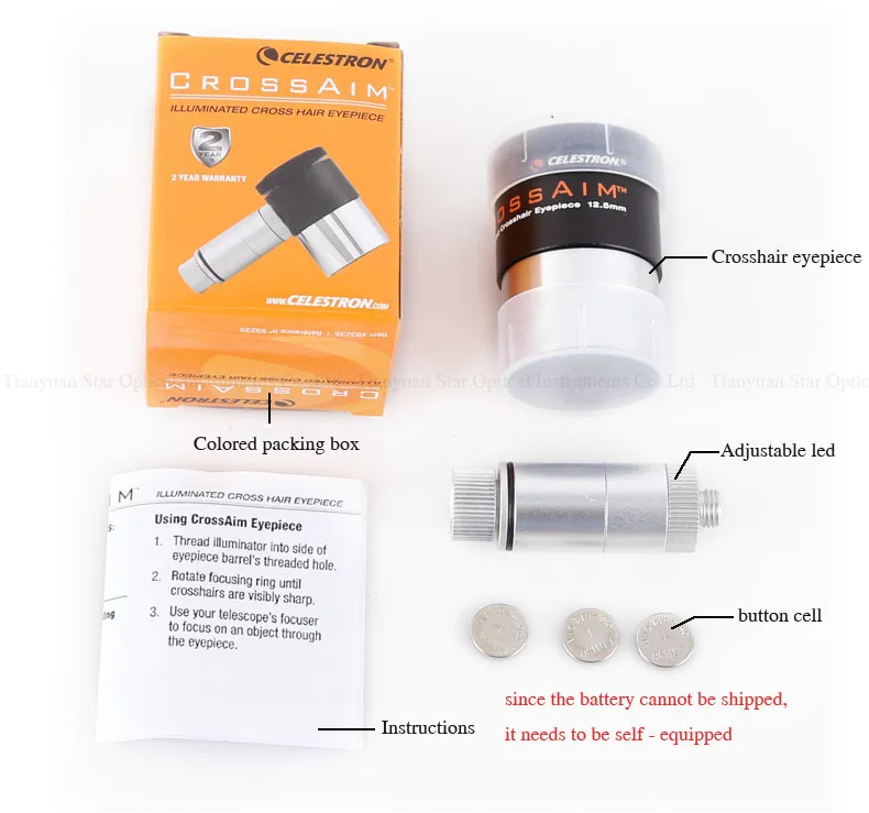 Окуляр Celestron 1,2" с подсветкой, 12,5 мм, двойная линия, перекрещивание, сетка, окуляр для астрономии, телескоп, монокуляр, бонокулярный