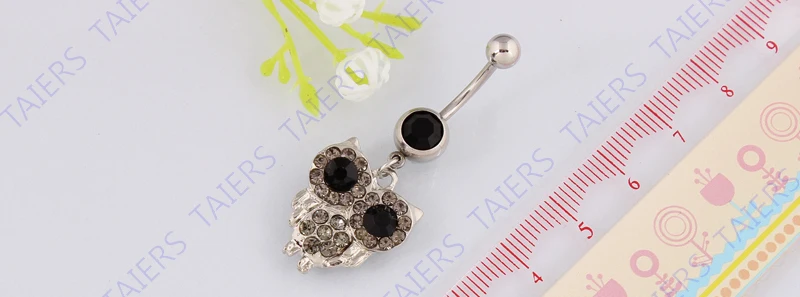 Кольцо для пирсинга пупка в виде совы кольцо 14 г хирургический стальной стержень