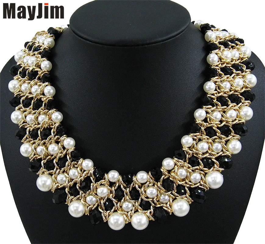 MayJim 2020 массивное жемчужное большое колье с кристаллами ожерелья и подвески из