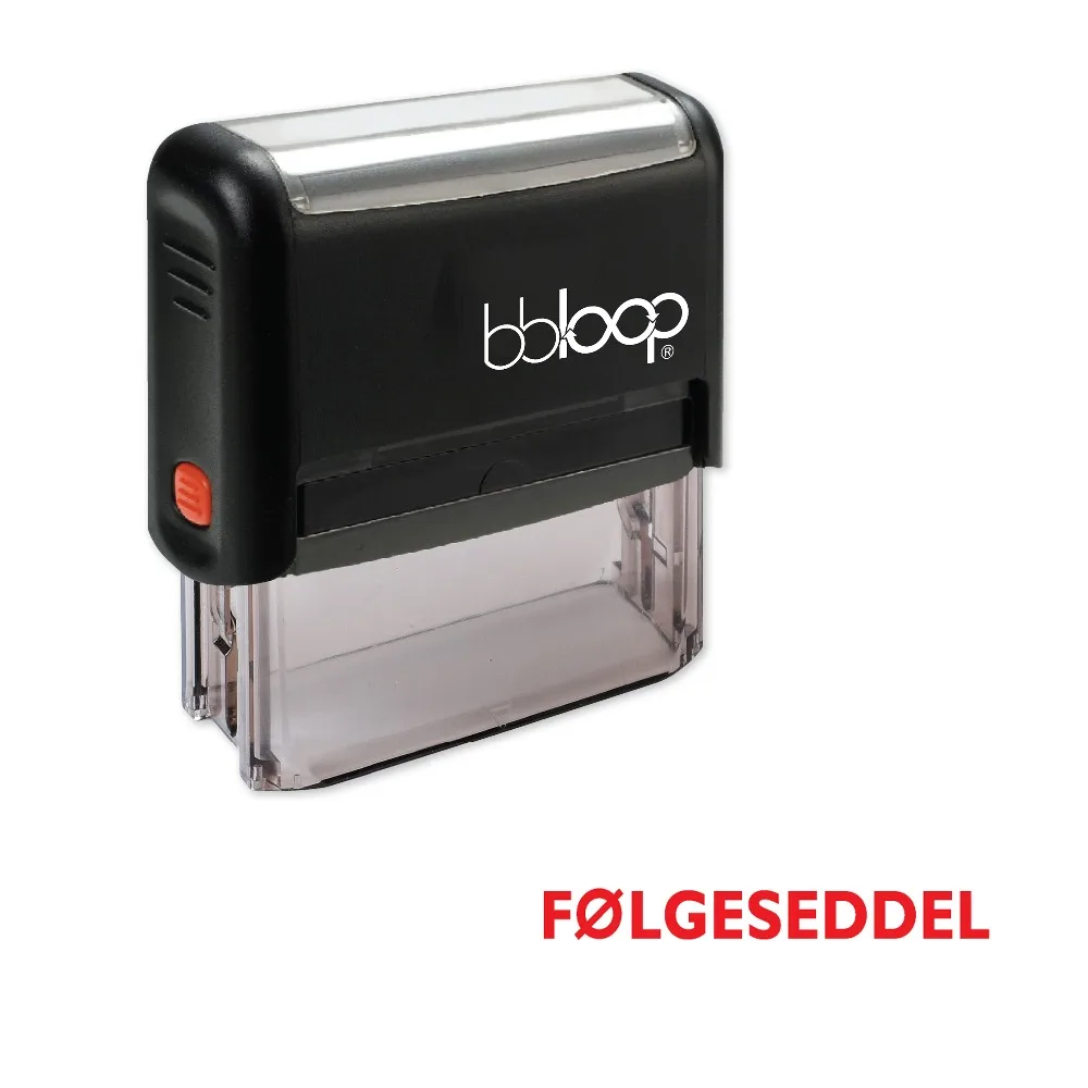 

BBloop датский язык "FOLGESEDDEL" самостоятельная печать, прямоугольная, лазерная гравировка, красный
