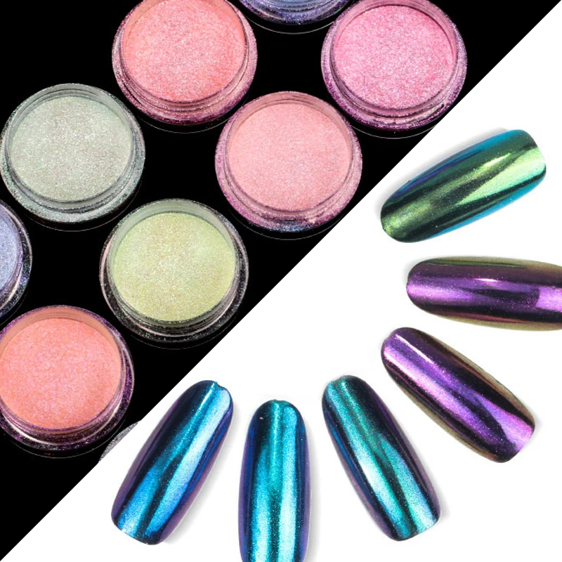1 коробка голографический блестящий для ногтей порошок неоновый эффект