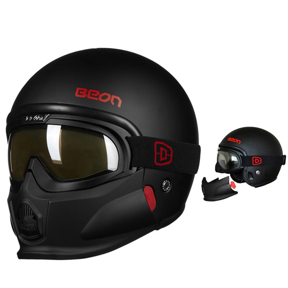 Новый мотоциклетный шлем BEON винтажный съемный для кафе гоночного вертолета