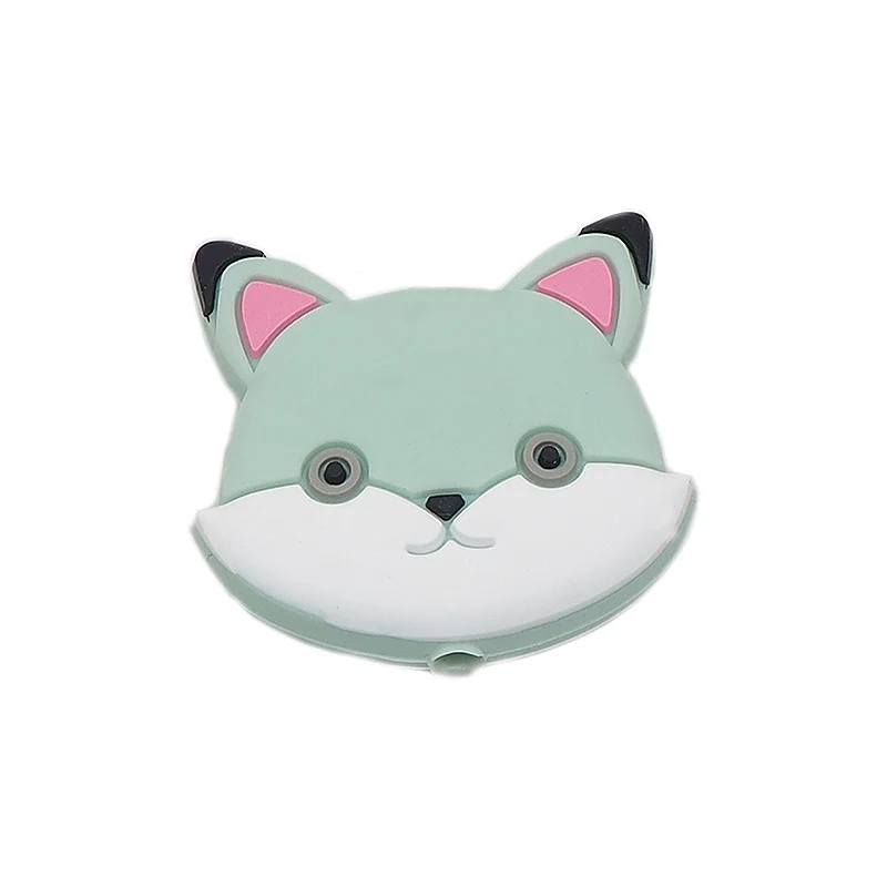 Mint Chenkai 5 шт. BPA лиса силиконовые бусины детские животные Прорезыватель бисера для DIY детское ожерелье браслет пустышка цепь подарок для новорожденных - Цвет: Mint