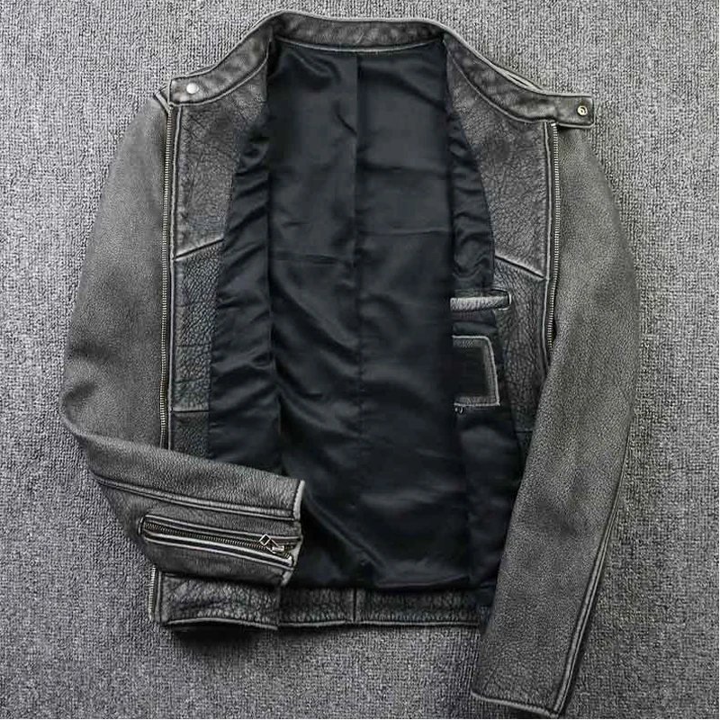 Мужская кожаная куртка винтажная летная из натуральной коровьей кожи Размер 5XL