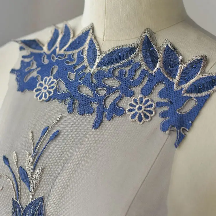 Трехмерные кружевные бусины ручной работы Цветочная вышивка кружевная ткань для