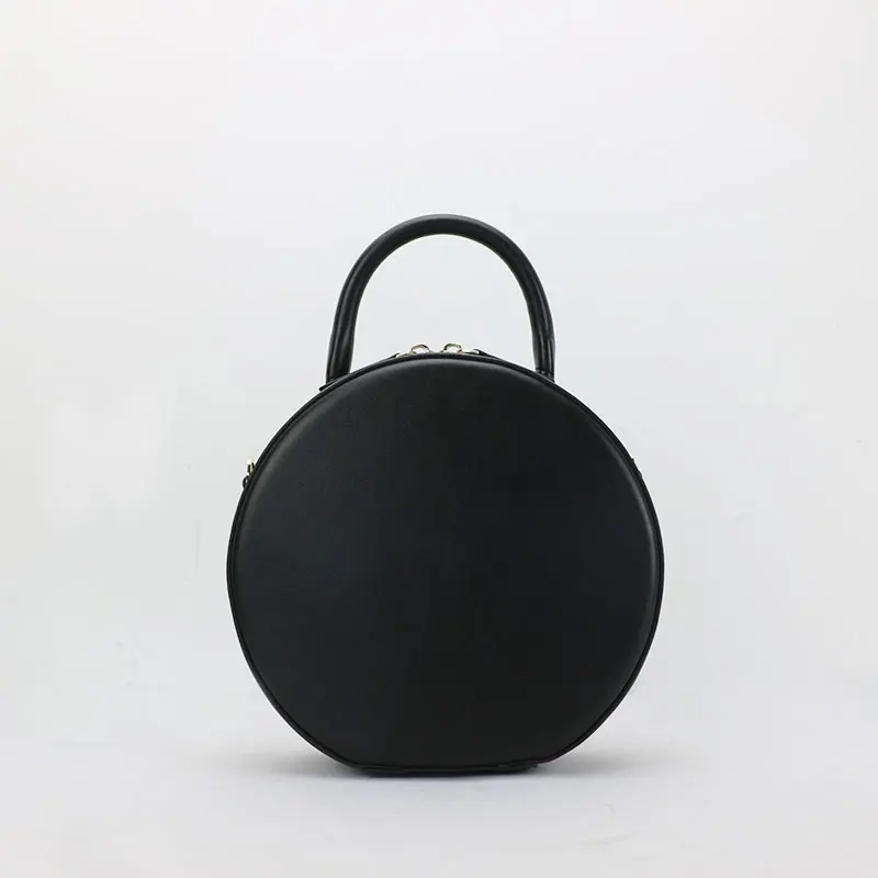 black Новая модная Высококачественная Сумочка из коровьей кожи с круглой формой, женская сумка через плечо, дамская сумочка для девочек - Цвет: black