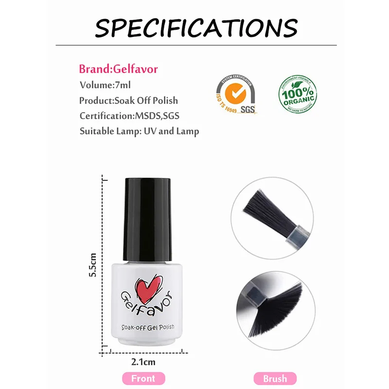 Gelfavor верхний слой прозрачный с блестками сверкающие Soak off Gel Nail Polish База Top Coat