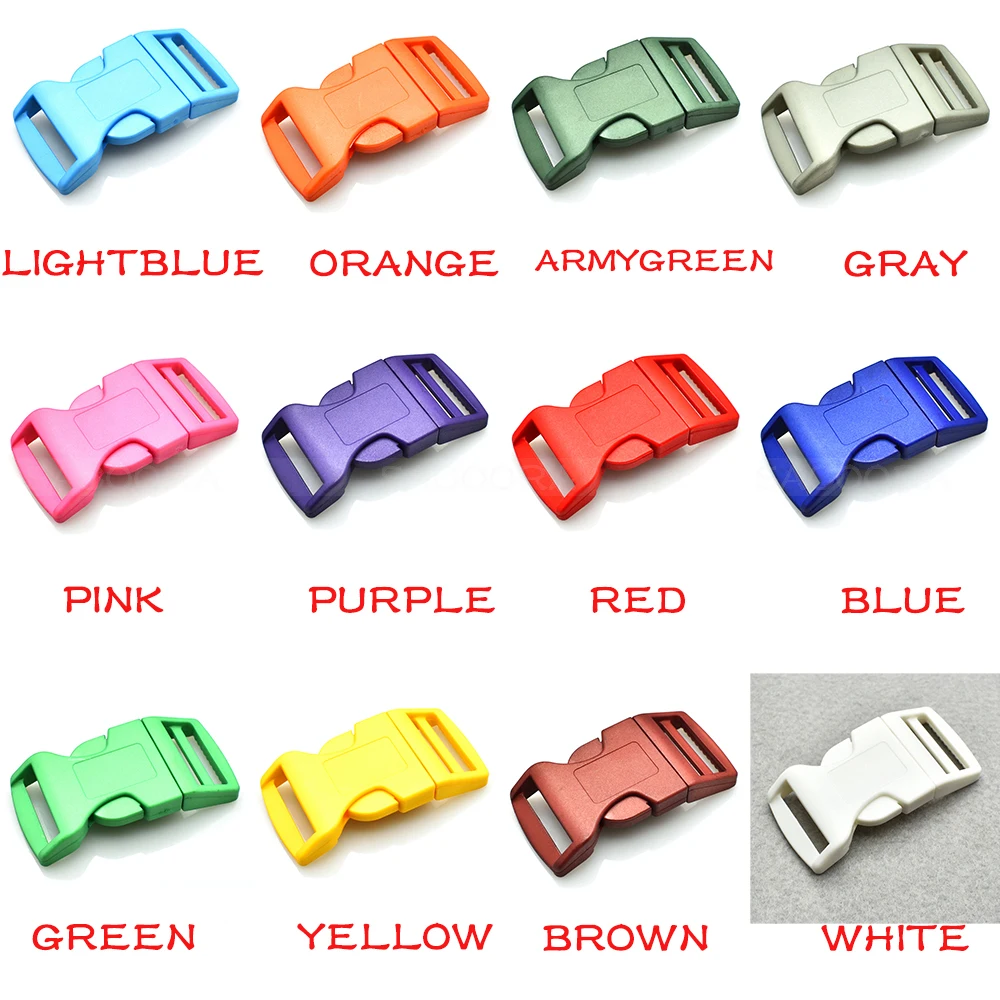 

120pcs 1"Plastic Colorful Contoured Side Release Buckles For Paracord Bracelet Dog Collar Harness Backpack Webbing 25.5mm