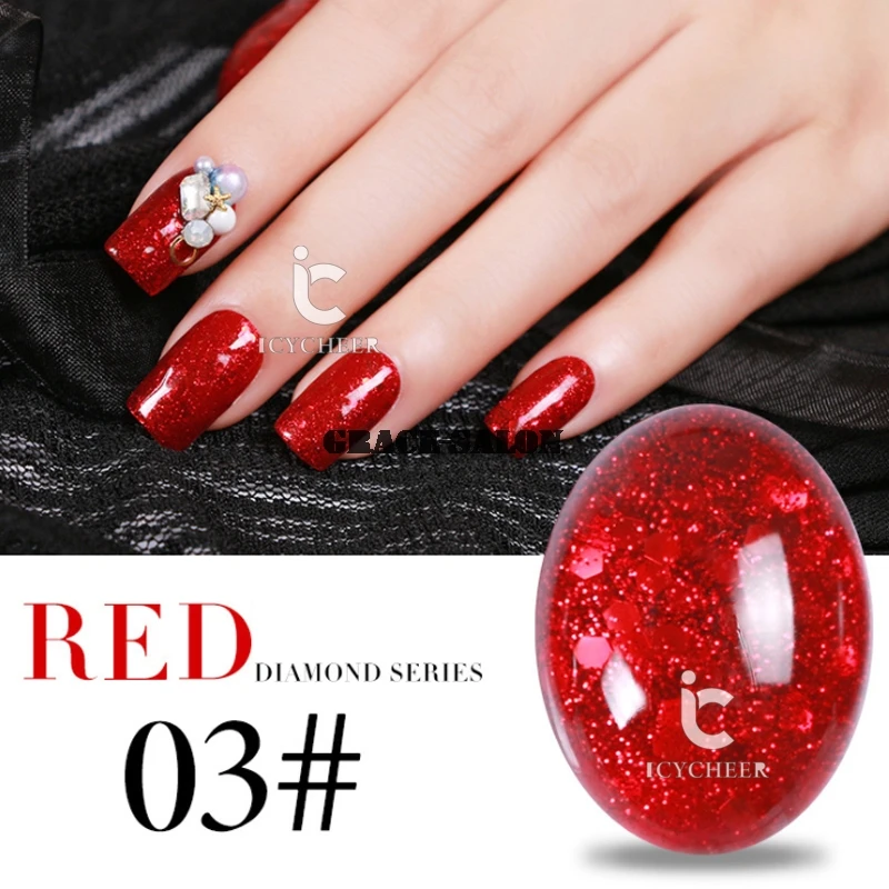ICYCHEER гель для ногтей UV светодиодный Soak Off Гель лак длительный блеск красный цвет