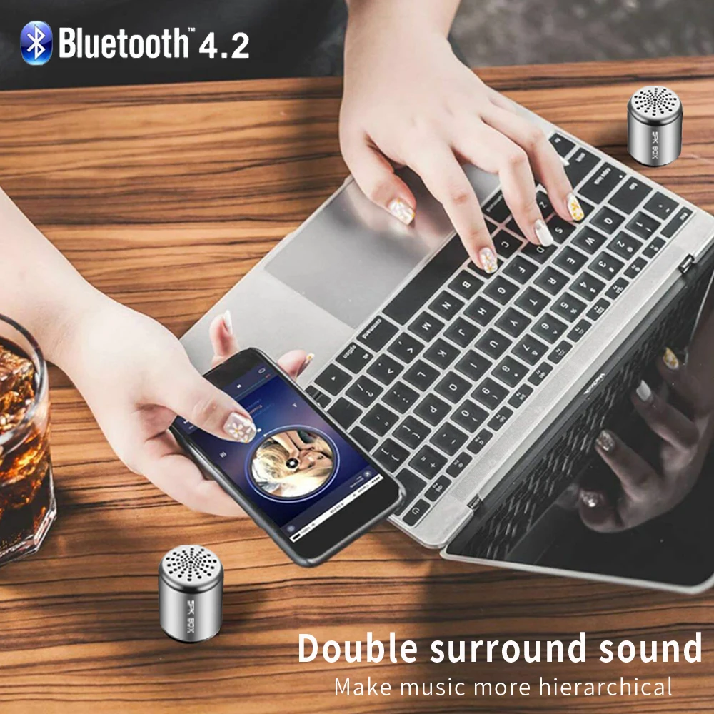 SPK BOX 2 упаковки TWS Система беспроводные Bluetooth колонки металлические портативные мини стерео звук громкоговоритель MP3 музыка воспроизведение микрофон 3 Вт