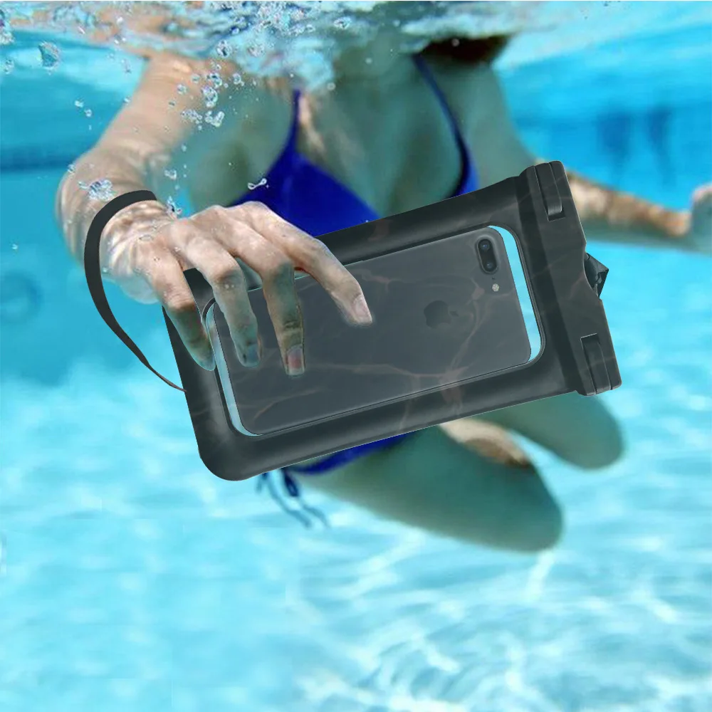 IP8X Waterproof bag case Universal Floating Mobile Phone Pouch Swimming Case Airbag Pouch for 7Plus iphone sumsung huawei xiaomi