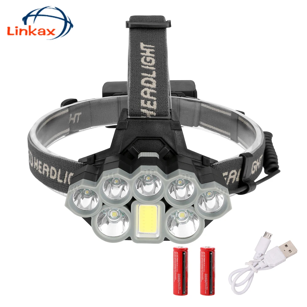 

USB Rechargeable LED Headlamp XM-L T6 COB 10000LM 4 Modes Hunting Fishing Camping Headlight Head Torch Zoomable 18650 Headlamps