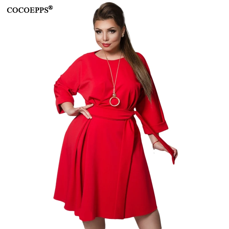 COCOEPPS 2019 осенне-зимние женские платья 5XL 6XL повседневное женское платье с длинным