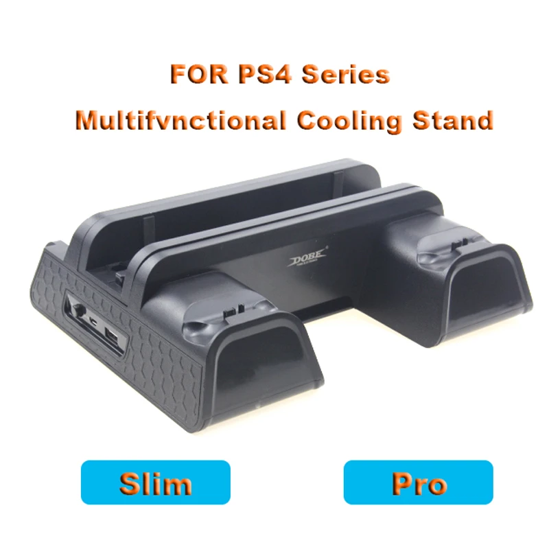 Вертикальная подставка DOBE для PS4/PS4 Slim/PS4 PRO с охлаждающим вентилятором двойной