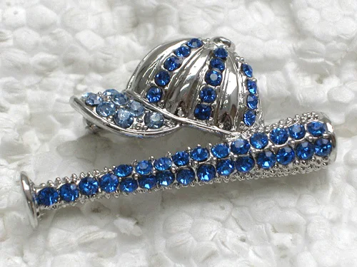 

Baseball Brooch Blue Rhinestone Pin brooches C352 B