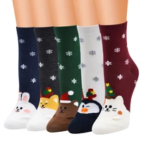 peonfly woman funny cute socks hosiery women canister cotton christmas socks woman 5pairslot fox animals cat bear penguin